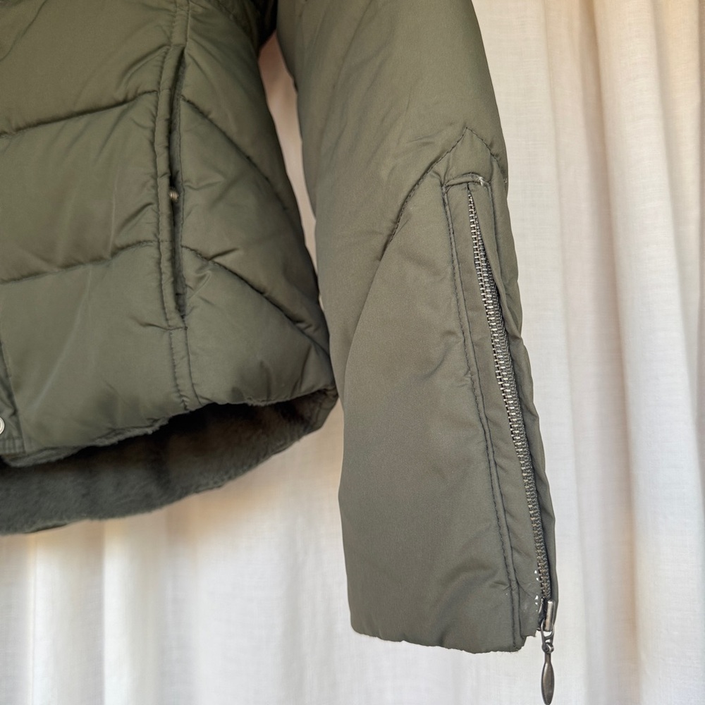 Bitten by Sarah Jessica Parker Green Puffer Jacket Quilted Stand-up Collar - Picture 2 of 4